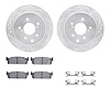 7312-68006 Drilled/Slotted Brake Rotor with 3000-Series Ceramic Brake Pads Kit & Hardware [Silver], 1993-2001 Infiniti/Nissan, P - image 1