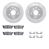 7312-68007 Drilled/Slotted Brake Rotor with 3000-Series Ceramic Brake Pads Kit & Hardware [Silver], 2002-2006 Infiniti/Nissan, P - image 1