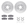 7312-68008 Drilled/Slotted Brake Rotor with 3000-Series Ceramic Brake Pads Kit & Hardware [Silver], 1997-2001 Infiniti/Nissan, P - image 1