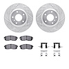 7312-68009 Drilled/Slotted Brake Rotor with 3000-Series Ceramic Brake Pads Kit & Hardware [Silver], 2003-2005 Infiniti/Nissan, P - image 1