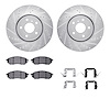 7312-68010 Drilled/Slotted Brake Rotor with 3000-Series Ceramic Brake Pads Kit & Hardware [Silver], 2005-2014 Infiniti/Nissan, P - image 1