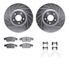 7312-68014 Drilled/Slotted Brake Rotor with 3000-Series Ceramic Brake Pads Kit & Hardware [Silver], 2007-2015 Infiniti/Nissan, P - image 1
