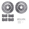 7312-68015 Drilled/Slotted Brake Rotor with 3000-Series Ceramic Brake Pads Kit & Hardware [Silver], Fits Select Infiniti/Nissan, - image 1