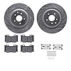 7312-68016 Drilled/Slotted Brake Rotor with 3000-Series Ceramic Brake Pads Kit & Hardware [Silver], 2008-2020 Infiniti/Nissan, P - image 1
