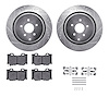 7312-68017 Drilled/Slotted Brake Rotor with 3000-Series Ceramic Brake Pads Kit & Hardware [Silver], Fits Select Infiniti/Nissan, - image 1