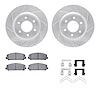 7312-68018 Drilled/Slotted Brake Rotor with 3000-Series Ceramic Brake Pads Kit & Hardware [Silver], Fits Select Infiniti/Nissan, - image 1