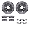 7312-68019 Drilled/Slotted Brake Rotor with 3000-Series Ceramic Brake Pads Kit & Hardware [Silver], Fits Select Infiniti/Nissan, - image 1