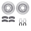 7312-72045 Drilled/Slotted Brake Rotor with 3000-Series Ceramic Brake Pads Kit & Hardware [Silver], Fits Select Mitsubishi, Posi - image 1