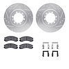 7312-72046 Drilled/Slotted Brake Rotor with 3000-Series Ceramic Brake Pads Kit & Hardware [Silver], 1994-2000 Mitsubishi, Positi - image 1