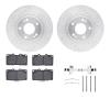 7312-72047 Drilled/Slotted Brake Rotor with 3000-Series Ceramic Brake Pads Kit & Hardware [Silver], 1991-1993 Multiple Makes/Mod - image 1