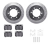 7312-72067 Drilled/Slotted Brake Rotor with 3000-Series Ceramic Brake Pads Kit & Hardware [Silver], 1997-2004 Mitsubishi, Positi - image 1