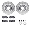 7312-72069 Drilled/Slotted Brake Rotor with 3000-Series Ceramic Brake Pads Kit & Hardware [Silver], 2004-2012 Mitsubishi, Positi - image 1