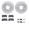 7312-72075 Drilled/Slotted Brake Rotor with 3000-Series Ceramic Brake Pads Kit & Hardware [Silver], 2007-2015 Mitsubishi, Positi - image 1
