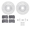 7312-72082 Drilled/Slotted Brake Rotor with 3000-Series Ceramic Brake Pads Kit & Hardware [Silver], 2008-2015 Mitsubishi, Positi - image 1