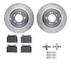 7312-72085 Drilled/Slotted Brake Rotor with 3000-Series Ceramic Brake Pads Kit & Hardware [Silver], 2008-2015 Mitsubishi, Positi - image 1