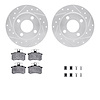 7312-73004 Drilled/Slotted Brake Rotor with 3000-Series Ceramic Brake Pads Kit & Hardware [Silver], 1984-1995 Audi/Volkswagen, P - image 1