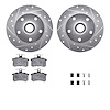7312-73010 Drilled/Slotted Brake Rotor with 3000-Series Ceramic Brake Pads Kit & Hardware [Silver], 1996-1997 Audi/Volkswagen, P - image 1