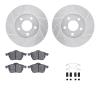 7312-73038 Drilled/Slotted Brake Rotor with 3000-Series Ceramic Brake Pads Kit & Hardware [Silver], 1996-1999 Audi/Volkswagen, P - image 1