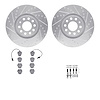 7312-73046 Drilled/Slotted Brake Rotor with 3000-Series Ceramic Brake Pads Kit & Hardware [Silver], 1999-2005 Audi/Volkswagen, P - image 1
