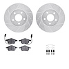 7312-73047 Drilled/Slotted Brake Rotor with 3000-Series Ceramic Brake Pads Kit & Hardware [Silver], 1998-2008 Audi/Volkswagen, P - image 1