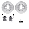 7312-73048 Drilled/Slotted Brake Rotor with 3000-Series Ceramic Brake Pads Kit & Hardware [Silver], 1999-2006 Audi/Volkswagen, P - image 1