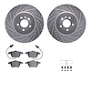 7312-73050 Drilled/Slotted Brake Rotor with 3000-Series Ceramic Brake Pads Kit & Hardware [Silver], 2004-2009 Audi/Volkswagen, P - image 1