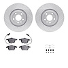 7312-73052 Drilled/Slotted Brake Rotor with 3000-Series Ceramic Brake Pads Kit & Hardware [Silver], 2005-2011 Audi/Volkswagen, P - image 1