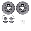 7312-73053 Drilled/Slotted Brake Rotor with 3000-Series Ceramic Brake Pads Kit & Hardware [Silver], 2005-2011 Audi/Volkswagen, P - image 1