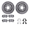 7312-73054 Drilled/Slotted Brake Rotor with 3000-Series Ceramic Brake Pads Kit & Hardware [Silver], 2004-2009 Audi/Volkswagen, P - image 1