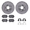 7312-73059 Drilled/Slotted Brake Rotor with 3000-Series Ceramic Brake Pads Kit & Hardware [Silver], 2008-2015 Audi/Volkswagen, P - image 1
