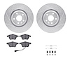 7312-73060 Drilled/Slotted Brake Rotor with 3000-Series Ceramic Brake Pads Kit & Hardware [Silver], 2008-2011 Audi/Volkswagen, P - image 1