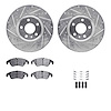 7312-73062 Drilled/Slotted Brake Rotor with 3000-Series Ceramic Brake Pads Kit & Hardware [Silver], 2008-2011 Audi/Volkswagen, P - image 1