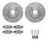 7312-73066 Drilled/Slotted Brake Rotor with 3000-Series Ceramic Brake Pads Kit & Hardware [Silver], 2011-2013 Audi/Volkswagen, P - image 1