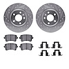 7312-73069 Drilled/Slotted Brake Rotor with 3000-Series Ceramic Brake Pads Kit & Hardware [Silver], 2008-2017 Audi/Volkswagen, P - image 1
