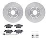 7312-73070 Drilled/Slotted Brake Rotor with 3000-Series Ceramic Brake Pads Kit & Hardware [Silver], 2009-2016 Audi/Volkswagen, P - image 1