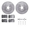 7312-73077 Drilled/Slotted Brake Rotor with 3000-Series Ceramic Brake Pads Kit & Hardware [Silver], 2013-2017 Audi/Volkswagen, P - image 1