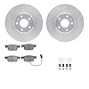 7312-73086 Drilled/Slotted Brake Rotor with 3000-Series Ceramic Brake Pads Kit & Hardware [Silver], Fits Select Audi/Volkswagen, - image 1