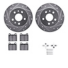 7312-74005 Drilled/Slotted Brake Rotor with 3000-Series Ceramic Brake Pads Kit & Hardware [Silver], 1972-1978 Audi/Volkswagen, P - image 1