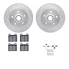 7312-74006 Drilled/Slotted Brake Rotor with 3000-Series Ceramic Brake Pads Kit & Hardware [Silver], 1979-1985 Audi/Volkswagen, P - image 1