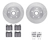 7312-74010 Drilled/Slotted Brake Rotor with 3000-Series Ceramic Brake Pads Kit & Hardware [Silver], 1979-1985 Audi/Volkswagen, P - image 1