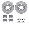 7312-74030 Drilled/Slotted Brake Rotor with 3000-Series Ceramic Brake Pads Kit & Hardware [Silver], 1999-2015 Audi/Volkswagen, P - image 1