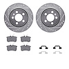 7312-74037 Drilled/Slotted Brake Rotor with 3000-Series Ceramic Brake Pads Kit & Hardware [Silver], 2003-2006 Audi/Volkswagen, P - image 1