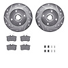 7312-74038 Drilled/Slotted Brake Rotor with 3000-Series Ceramic Brake Pads Kit & Hardware [Silver], 1985-1998 Audi/Volkswagen, P - image 1