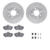7312-74055 Drilled/Slotted Brake Rotor with 3000-Series Ceramic Brake Pads Kit & Hardware [Silver], 1988-1988 Audi/Volkswagen, P - image 1