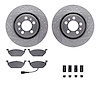 7312-74063 Drilled/Slotted Brake Rotor with 3000-Series Ceramic Brake Pads Kit & Hardware [Silver], 1998-2015 Audi/Volkswagen, P - image 1