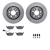 7312-74066 Drilled/Slotted Brake Rotor with 3000-Series Ceramic Brake Pads Kit & Hardware [Silver], 1999-2010 Audi/Volkswagen, P - image 1
