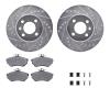7312-74068 Drilled/Slotted Brake Rotor with 3000-Series Ceramic Brake Pads Kit & Hardware [Silver], 1993-1993 Audi/Volkswagen, P - image 1