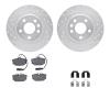7312-74073 Drilled/Slotted Brake Rotor with 3000-Series Ceramic Brake Pads Kit & Hardware [Silver], 2001-2003 Audi/Volkswagen, P - image 1