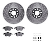 7312-74080 Drilled/Slotted Brake Rotor with 3000-Series Ceramic Brake Pads Kit & Hardware [Silver], 2005-2017 Audi/Volkswagen, P - image 1