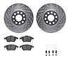 7312-74082 Drilled/Slotted Brake Rotor with 3000-Series Ceramic Brake Pads Kit & Hardware [Silver], 2005-2018 Audi/Volkswagen, P - image 1